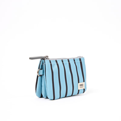 ROKA Small Carnaby Wallet – Blue Stripe Recycled Canvas at Bibelot Leek UK Stockist