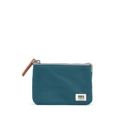 Roka Small Carnaby Recycled Canvas Wallet: Teal Bibelot Leek Staffordshire UK