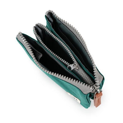 Roka Small Carnaby Recycled Canvas Wallet: Teal Bibelot Leek Staffordshire UK