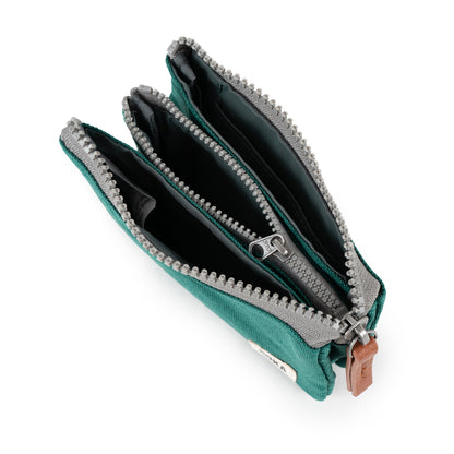 Roka Small Carnaby Recycled Canvas Wallet: Teal Bibelot Leek Staffordshire UK
