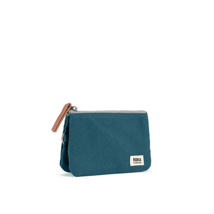 Roka Small Carnaby Recycled Canvas Wallet: Teal Bibelot Leek Staffordshire UK