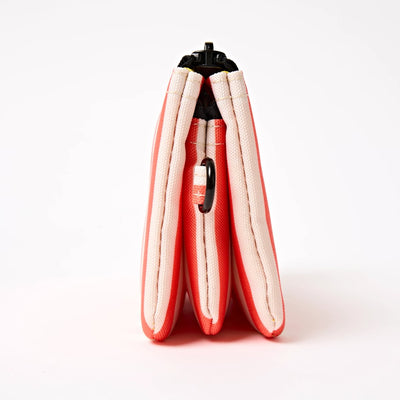 Roka Small Carnaby Recycled Canvas Wallet: Coral Stripe at Bibelot Leek