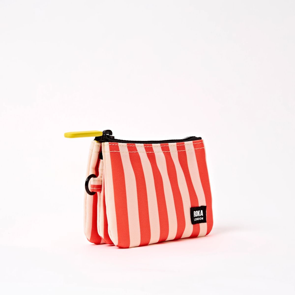 Roka Small Carnaby Recycled Canvas Wallet: Coral Stripe at Bibelot Leek