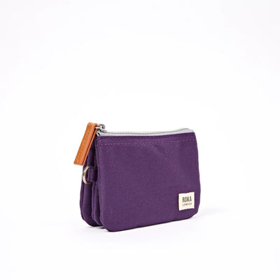 ROKA Small Carnaby Wallet – Deep Grape Recycled Canvas at Bibelot Leek UK Stockist