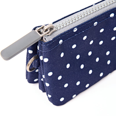 ROKA Small Carnaby Wallet – Navy Polka Dot Recycled Canvas at Bibelot Leek UK Stockist