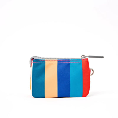 ROKA Small Carnaby Wallet – Wide Multi Stripe Recycled Canvas at Bibelot Leek UK Stockist