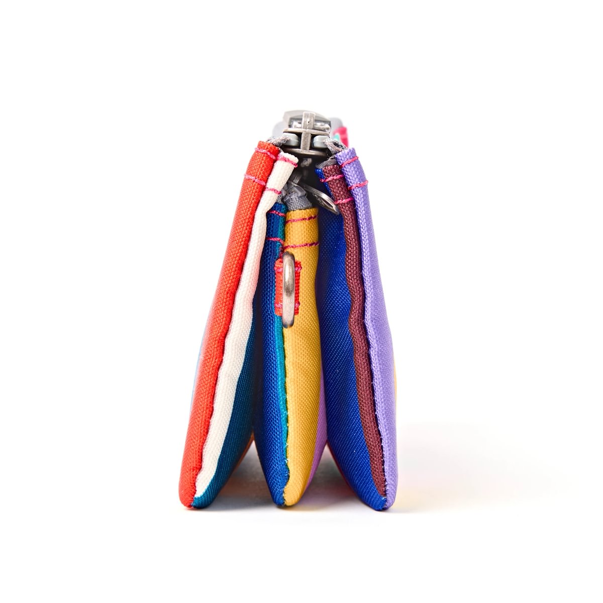 ROKA Small Carnaby Wallet – Wide Multi Stripe Recycled Canvas at Bibelot Leek UK Stockist