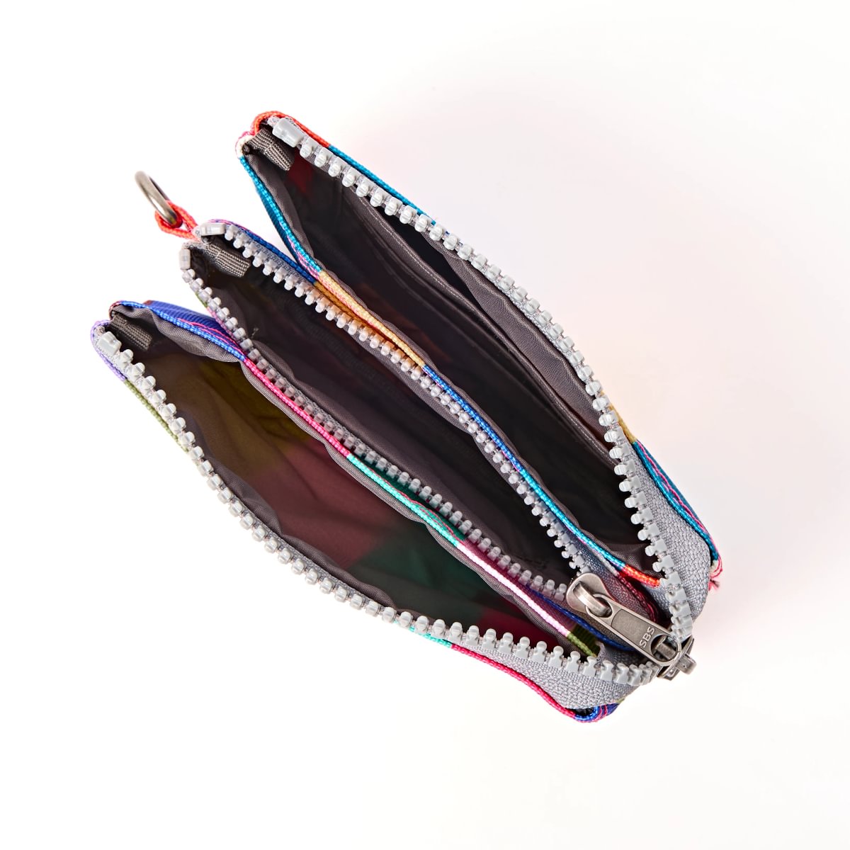 ROKA Small Carnaby Wallet – Wide Multi Stripe Recycled Canvas at Bibelot Leek UK Stockist
