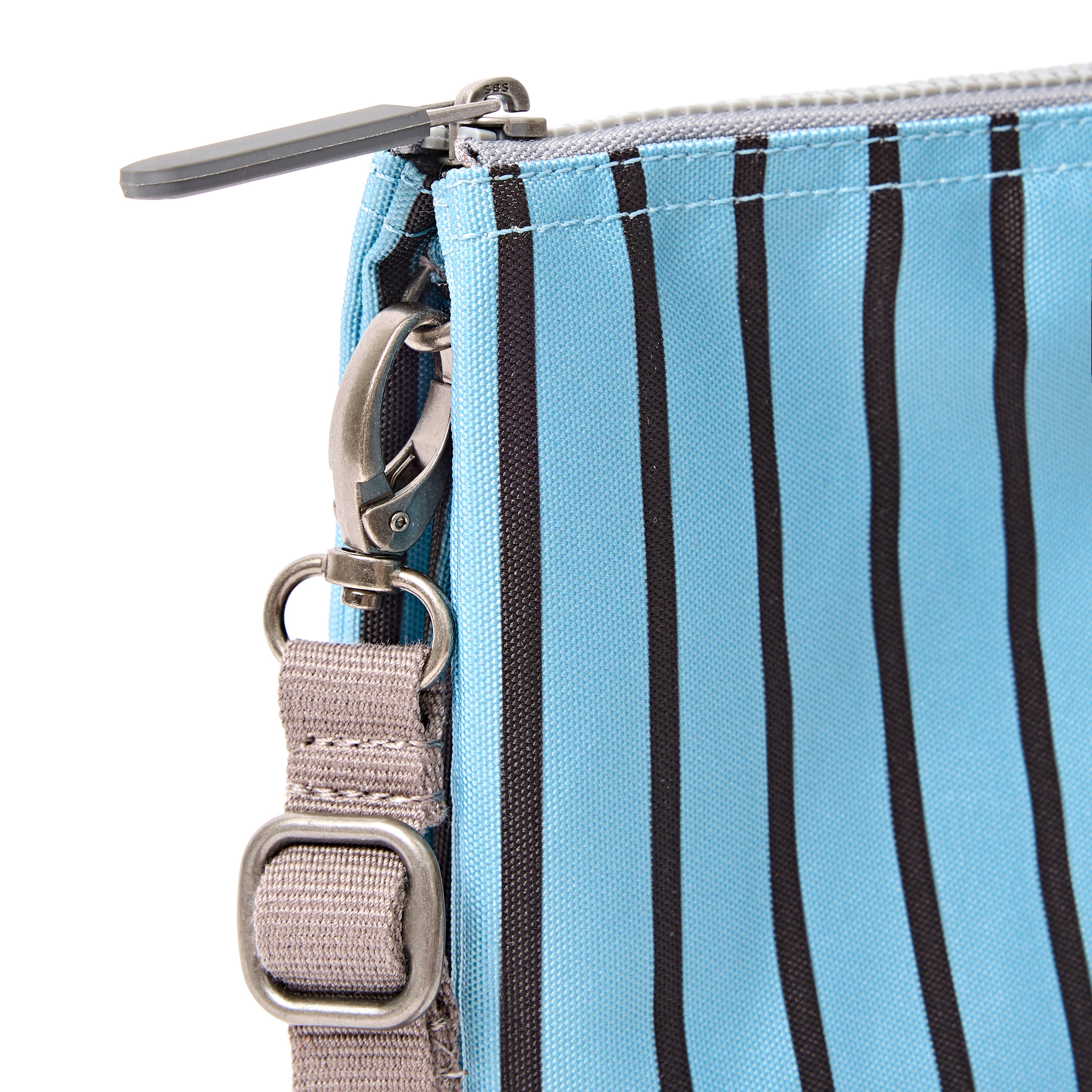 Roka Carnaby Crossbody XL Blue Stripe Recycled Canvas at Bibelot Leek UK Stockist