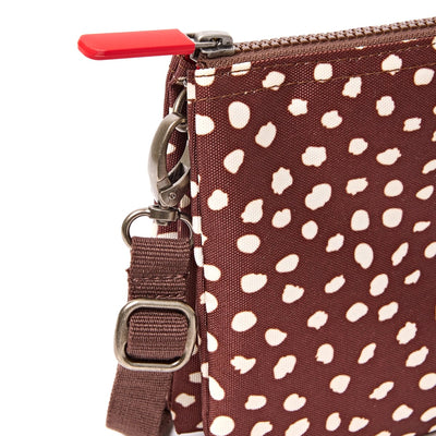 Roka Carnaby Crossbody XL Brown Dot Recycled Canvas at Bibelot Leek UK Stockist