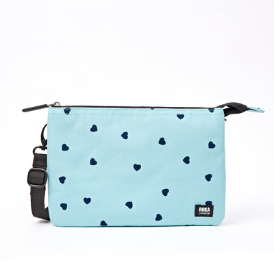 Roka Carnaby Crossbody XL Heart Print Recycled Canvas at Bibelot Leek UK Stockist