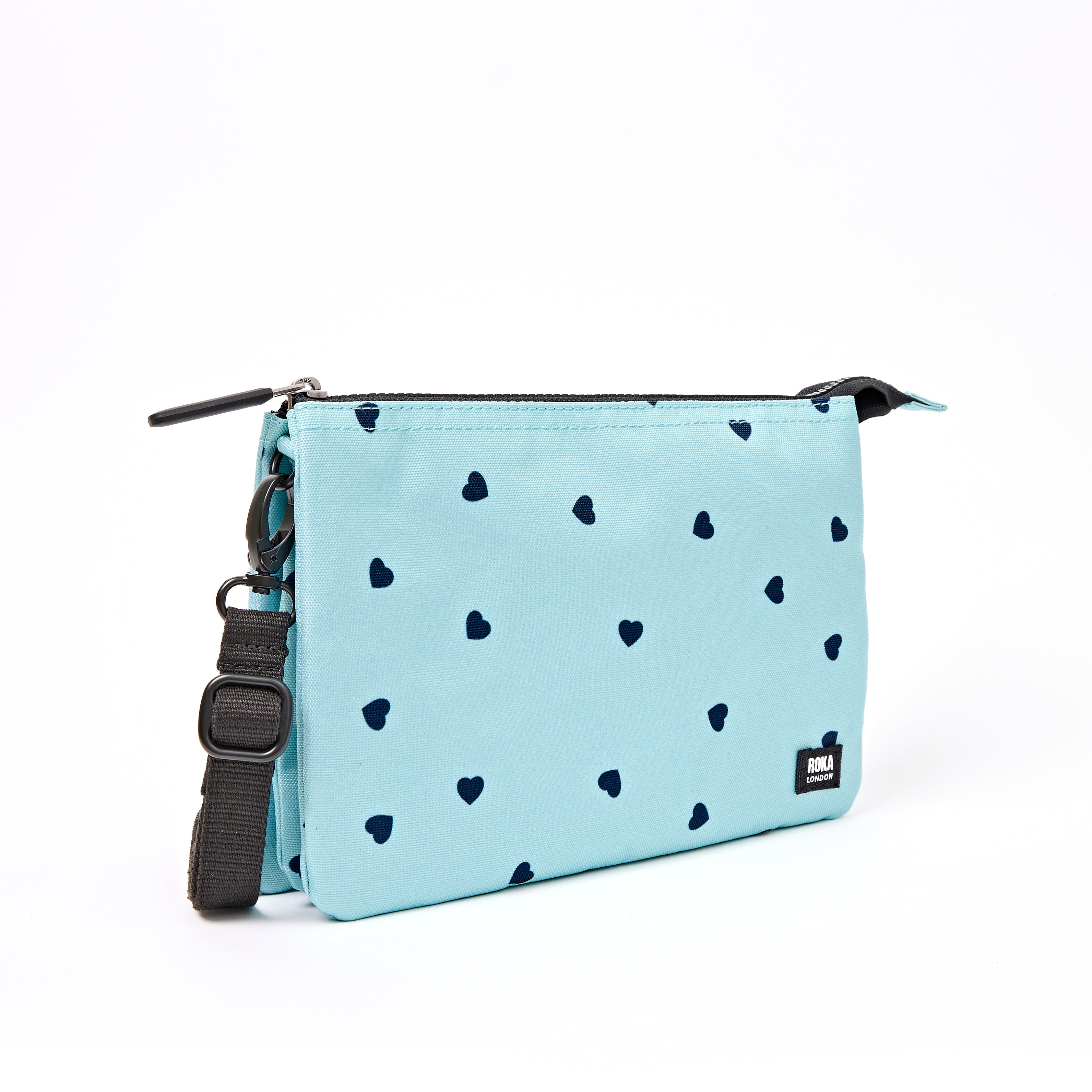 Roka Carnaby Crossbody XL Heart Print Recycled Canvas at Bibelot Leek UK Stockist