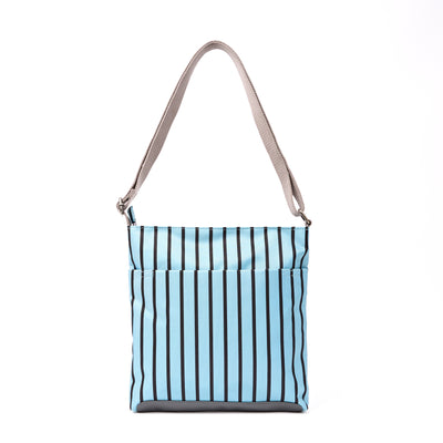 Roka Kennington Crossbody Bag Recycled Canvas: Blue Stripe at Bibelot Leek UK Stockist