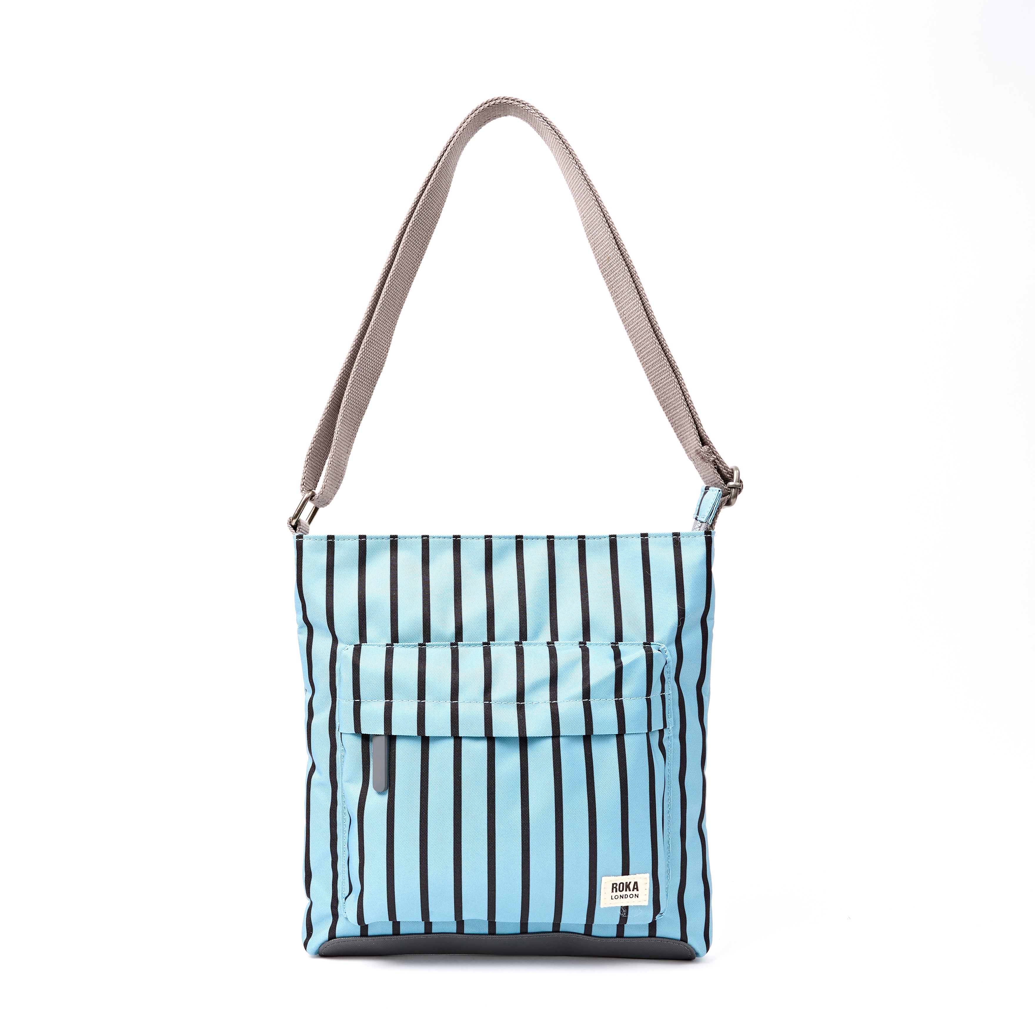 Roka Kennington Crossbody Bag Recycled Canvas: Blue Stripe at Bibelot Leek UK Stockist