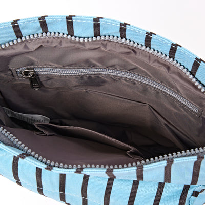 Roka Kennington Crossbody Bag Recycled Canvas: Blue Stripe at Bibelot Leek UK Stockist