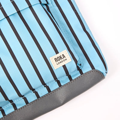 Roka Kennington Crossbody Bag Recycled Canvas: Blue Stripe at Bibelot Leek UK Stockist