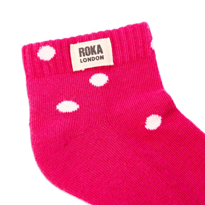 Roka Wembley Ankle Socks for Kids: Pink Dot at Bibelot leek UK Stockist