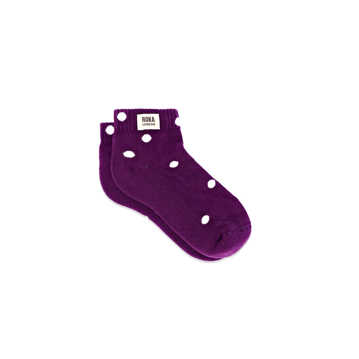 Roka Wembley Ankle Socks for Kids: Purple Dot at Bibelot leek UK Stockist