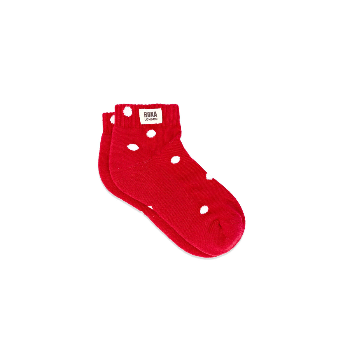 Roka Wembley Ankle Socks for Kids: Scarlet Dot at Bibelot Leek UK Stockist