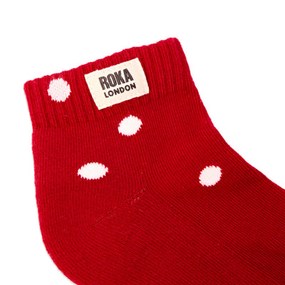 Roka Wembley Ankle Socks for Kids: Scarlet Dot at Bibelot Leek UK Stockist