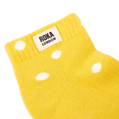Roka Wembley Ankle Socks for Kids: Summer Yellow Dot at Bibelot leek UK Stockist