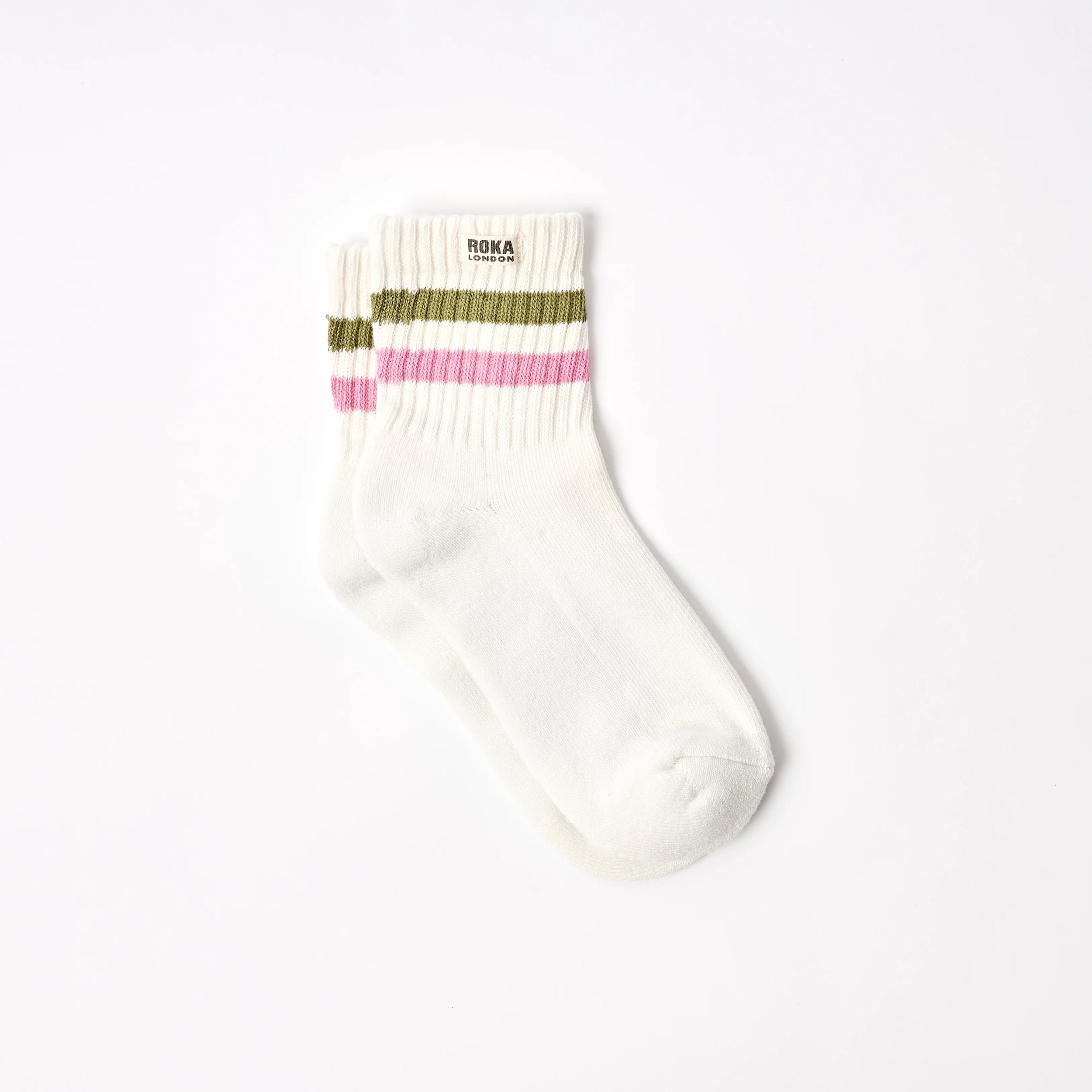 Roka Windsor Stripe Crew Socks for Women Bibelot Leek Staffordshire UK
