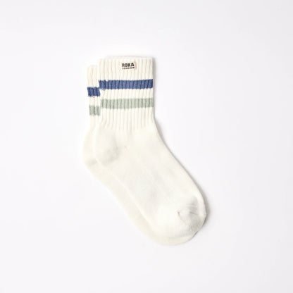 Roka Windsor Stripe Crew Socks for Women Bibelot Leek Staffordshire UK