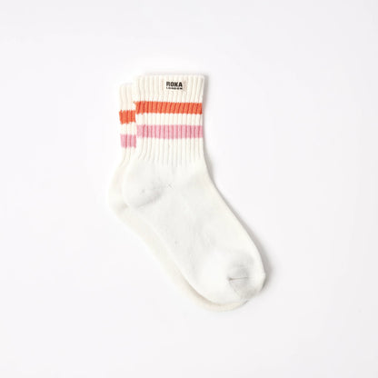Roka Windsor Stripe Crew Socks for Women Bibelot Leek Staffordshire UK