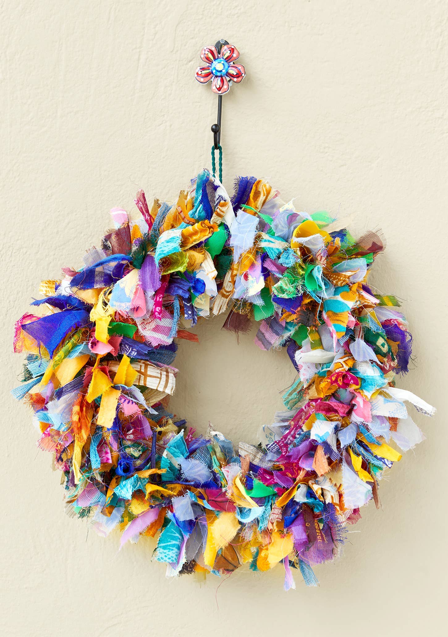 Namaste Fair Trade Recycled Sari Wreath - Multicoloured