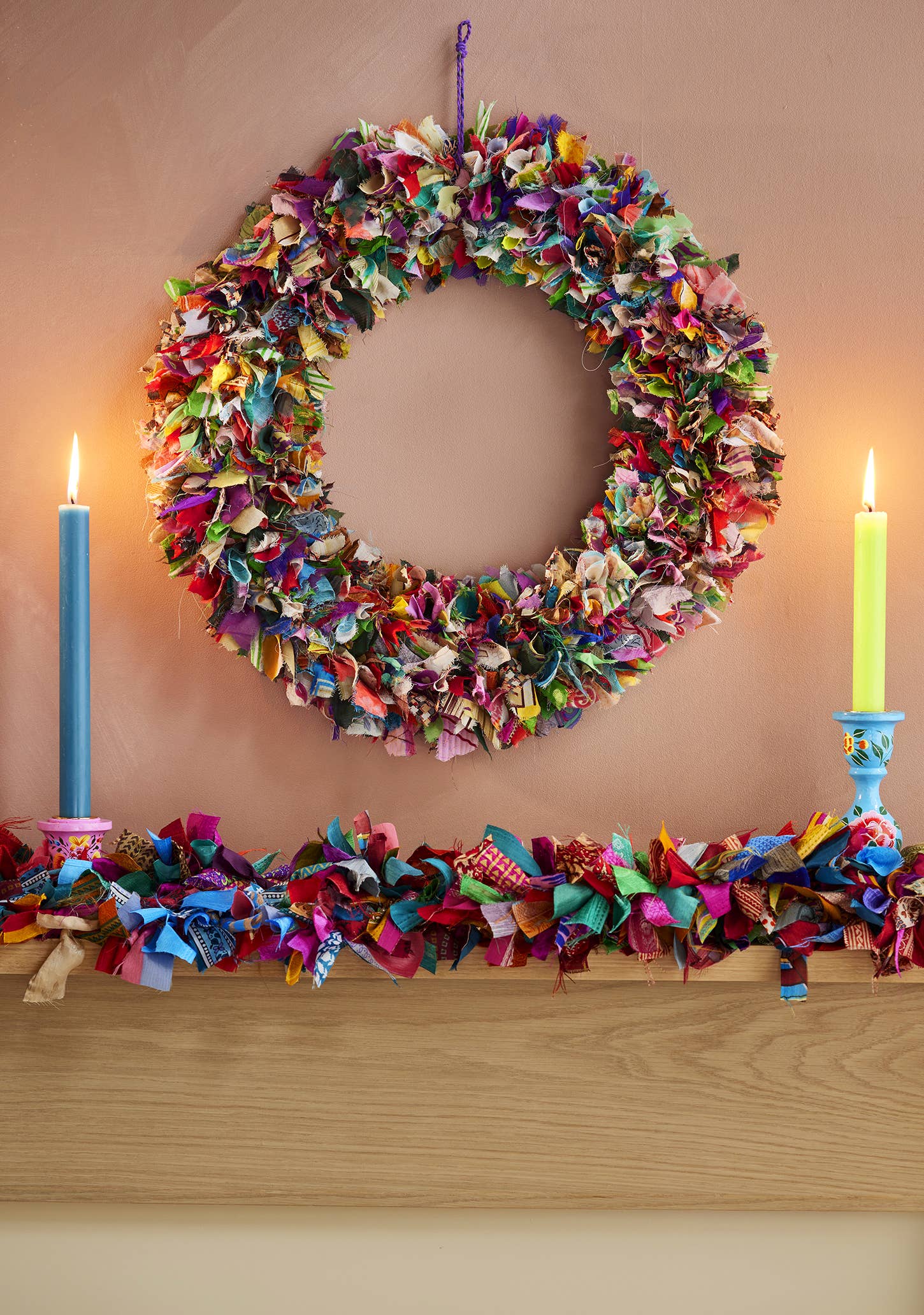 Namaste Fair Trade Recycled Sari Wreath Multicolour Large