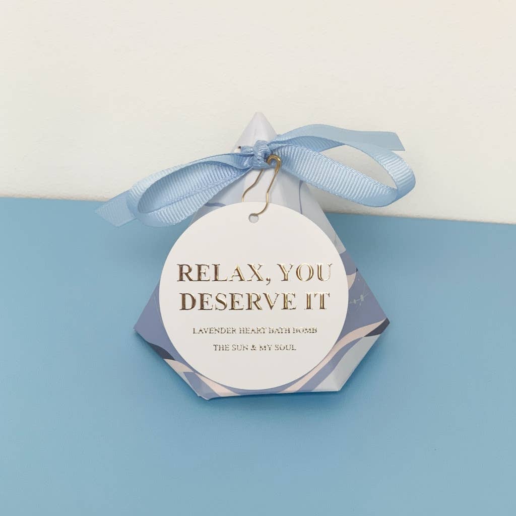 Relax You Deserve It Lavender Heart Shaped Bath Bomb