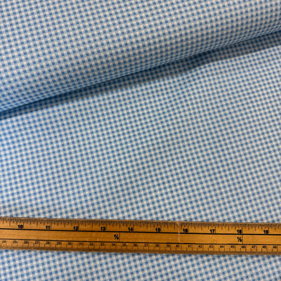 Pale Blue Rose & Hubble Gingham Cotton Poplin Fabric at Bibelot
