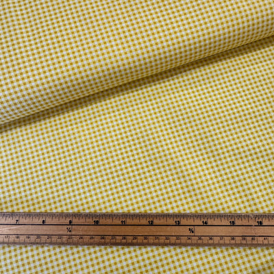 Yellow Rose & Hubble Gingham Cotton Poplin Fabric at Bibelot