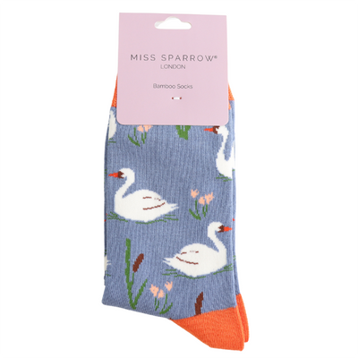 Miss Sparrow Swan Socks Denim at Bibelot Leek
