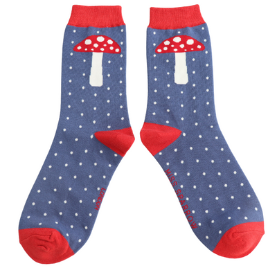 Miss Sparrow Dotted Toadstool Socks Denim at Bibelot Leek