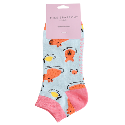 Miss Sparrow Capybara Trainer Socks Powder Blue at Bibelot Leek