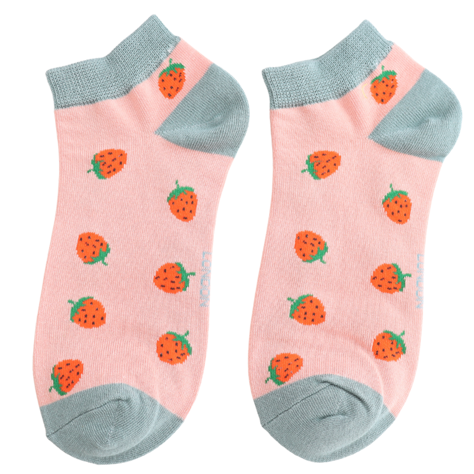 Miss Sparrow Strawberries Trainer Socks Dusky Pink at Bibelot Leek