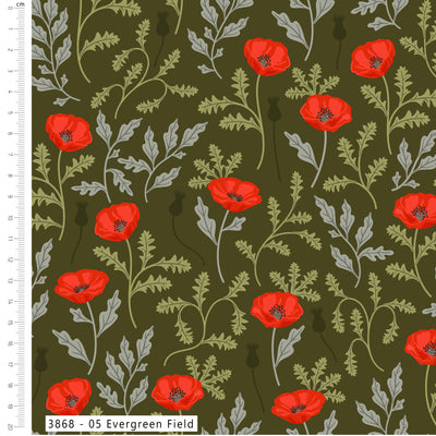 Silent Solace - Evergreen Field 3867-05 Cotton Fabric at Bielot Leek UK Stockist