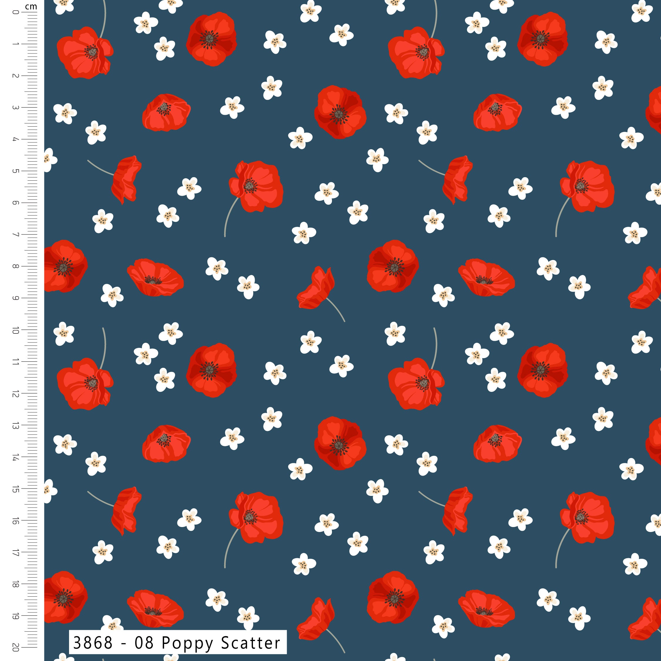 Silent Solace - Poppy Scatter 3867-08 Cotton Fabric at Bibelot Leek UK Stockist