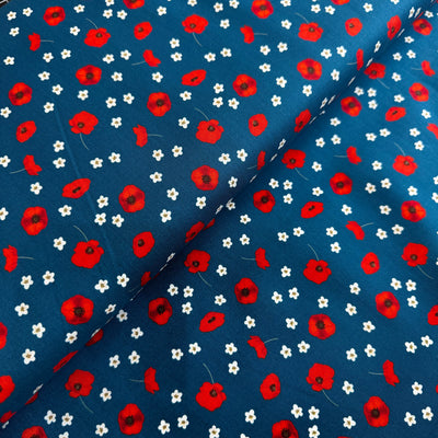 Silent Solace - Poppy Scatter 3867-08 Cotton Fabric at Bibelot Leek UK Stockist