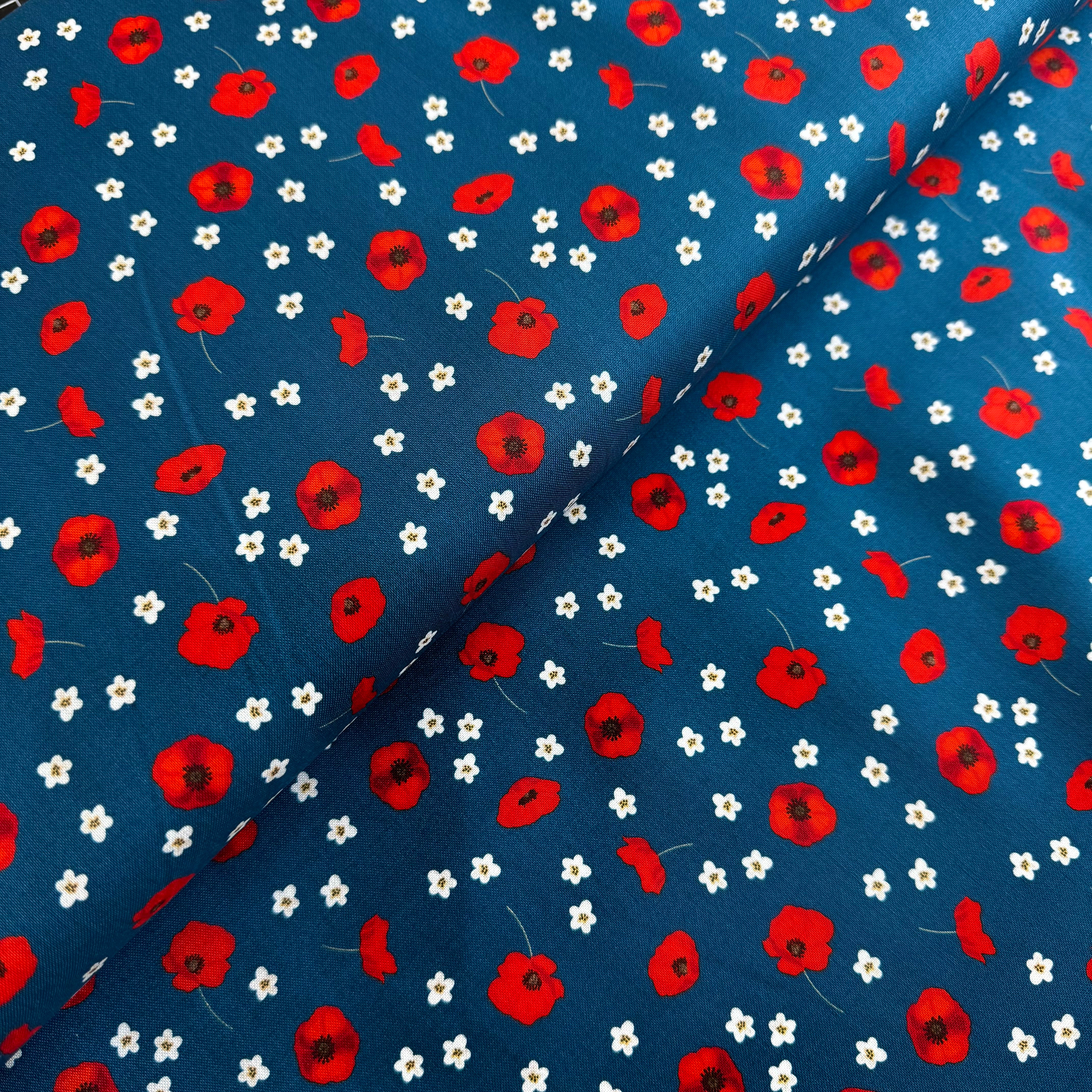 Silent Solace - Poppy Scatter 3867-08 Cotton Fabric at Bibelot Leek UK Stockist