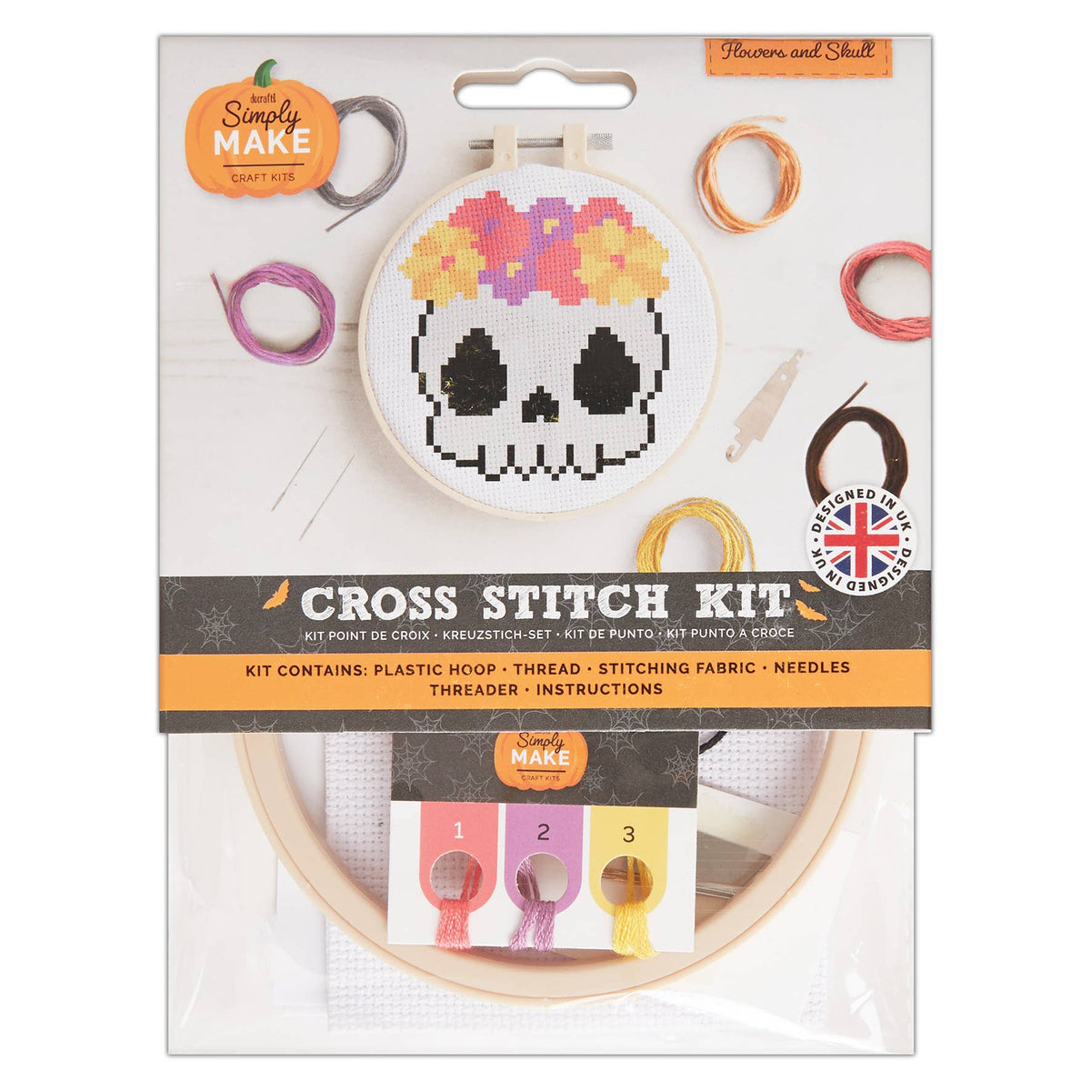 Simply Make Flowers & Skull Cross Stitch Kit at Bibelot Leek UK Stockist