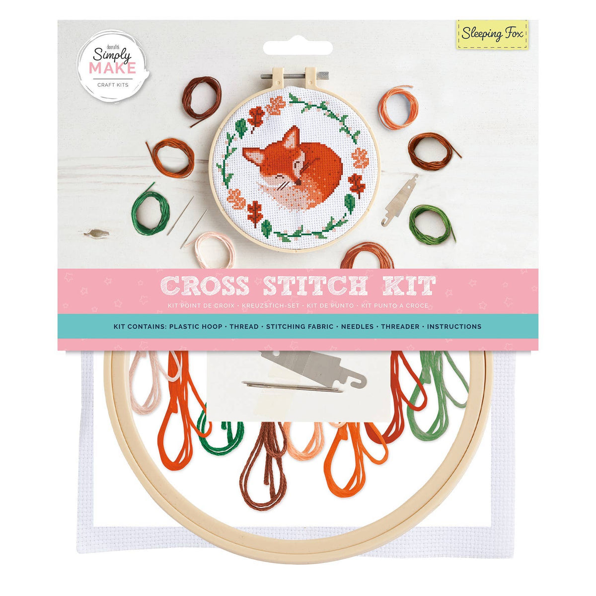 Simply Make Sleeping Fox Cross Stitch Kit at Bibelot Leek UK Stockist