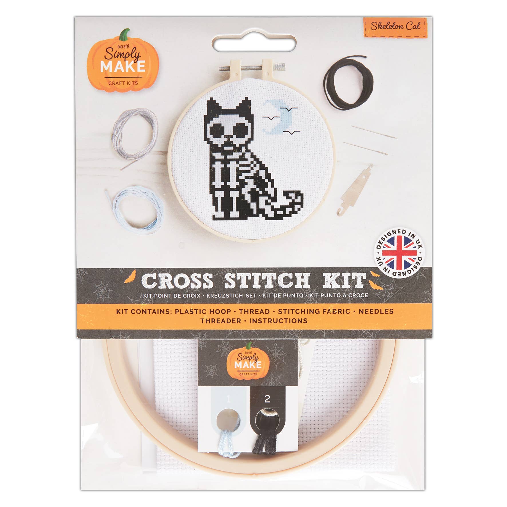Skeleton Cat Cross Stitch Kit