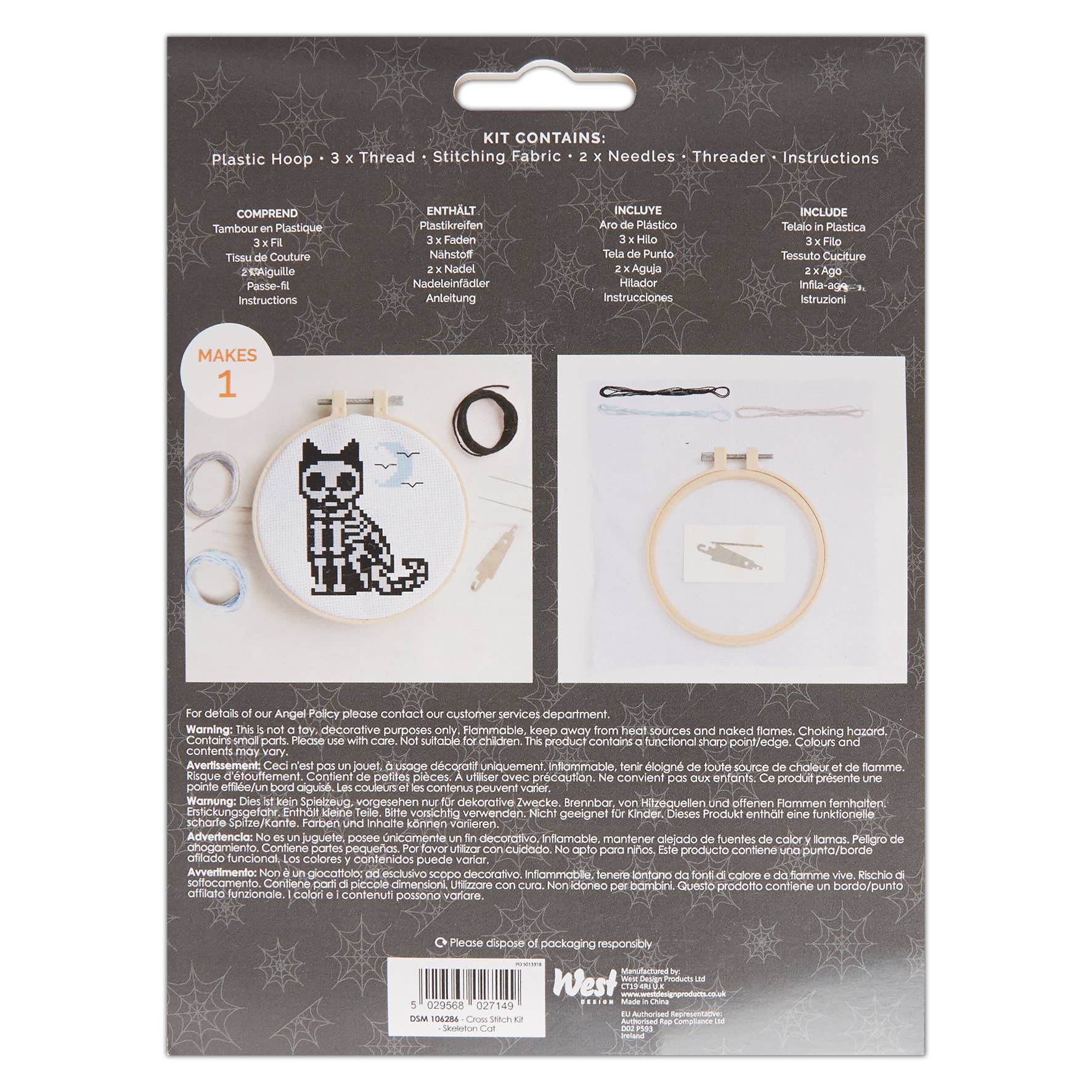 Skeleton Cat Cross Stitch Kit