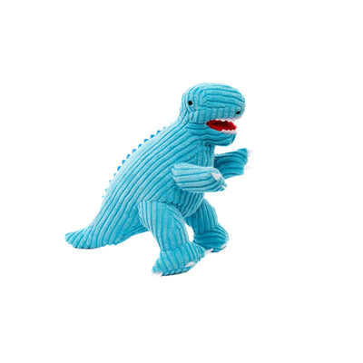 Small Corduroy T Rex Dinosaur Plush Toy in Ice Blue