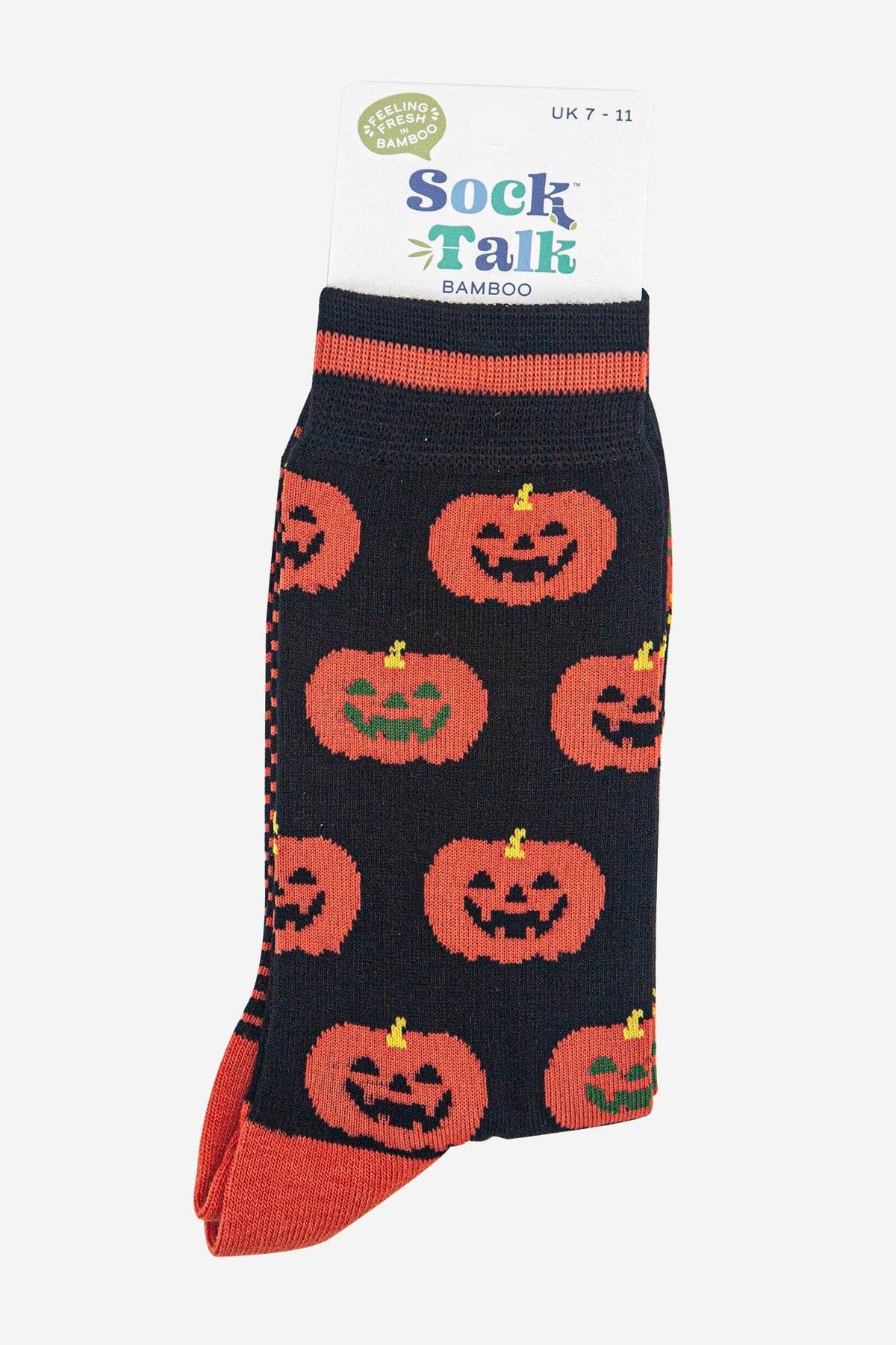 Sock Talk Halloween Pumpkin Men's Bamboo Socks in Black at Bibelot Leek UK Stockist