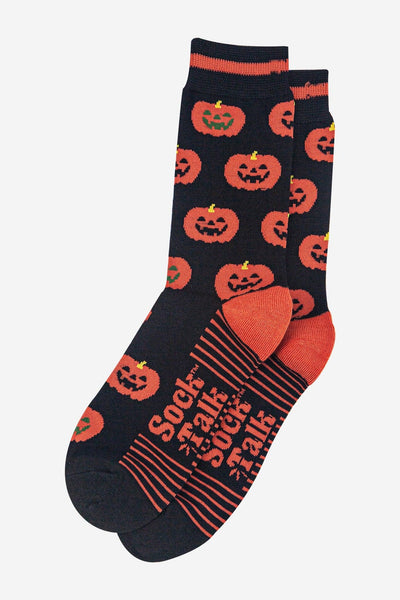 Sock Talk Halloween Pumpkin Men's Bamboo Socks in Black at Bibelot Leek UK Stockist