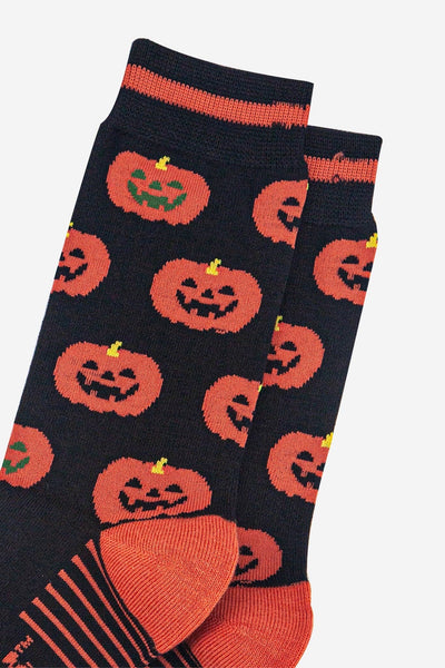 Sock Talk Halloween Pumpkin Men's Bamboo Socks in Black at Bibelot Leek UK Stockist