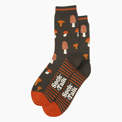 Sock Talk Mushroom Foraging Bamboo Socks in Khaki at Bibelot Leek